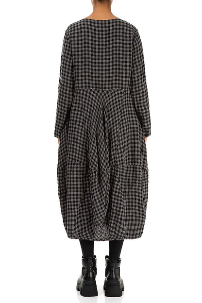 Balloon Grey Check Linen Dress 2