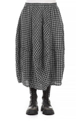 Balloon Grey Check Linen Skirt 2