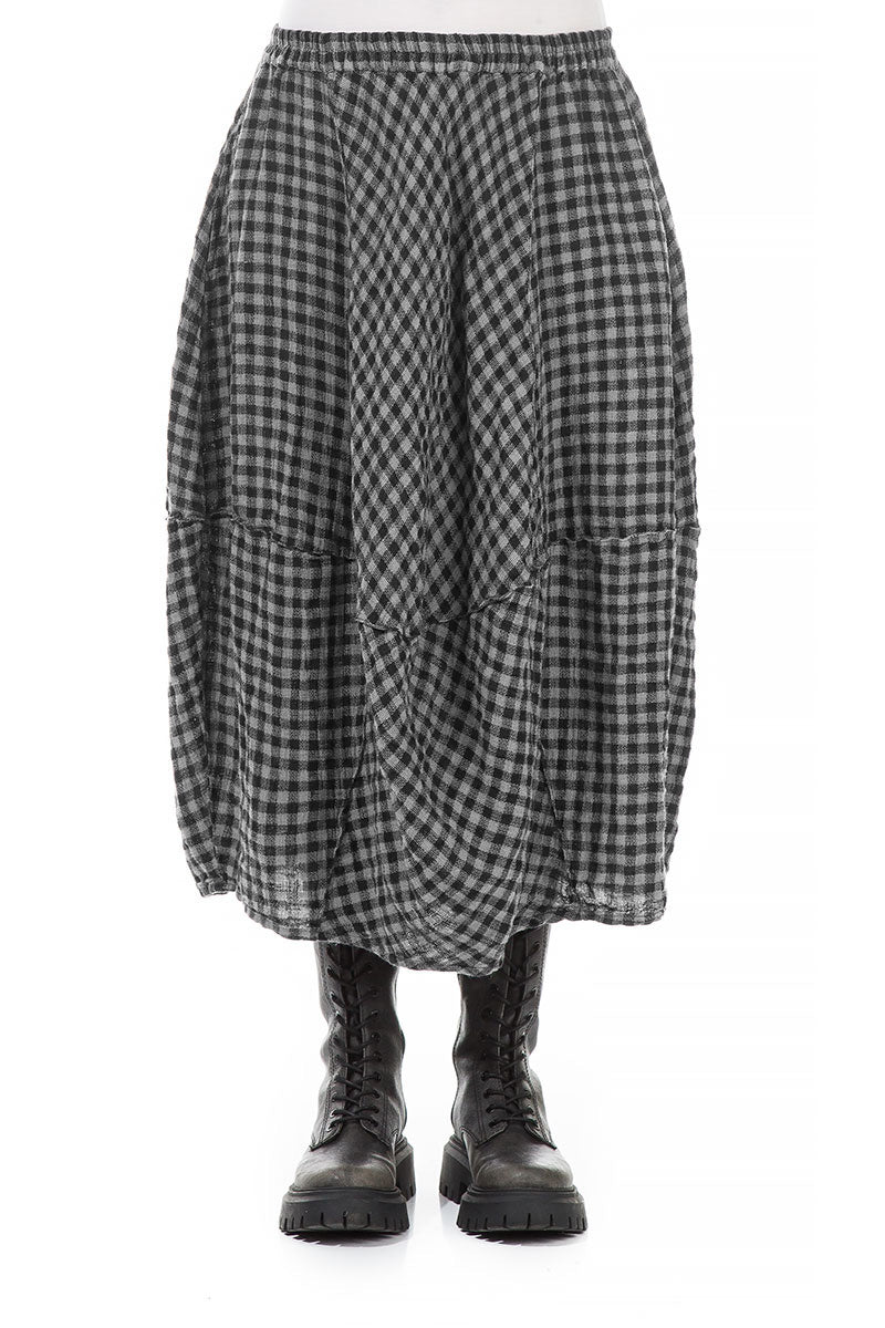 Balloon Grey Check Linen Skirt