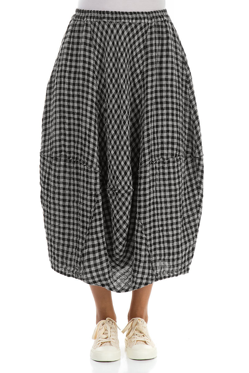 Balloon Grey Check Linen Skirt 1