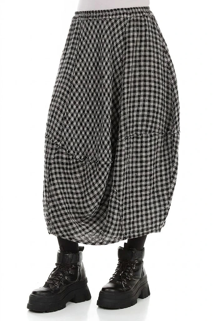 Balloon Grey Check Linen Skirt 3