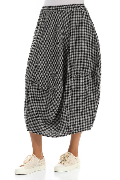 Balloon Grey Check Linen Skirt 3