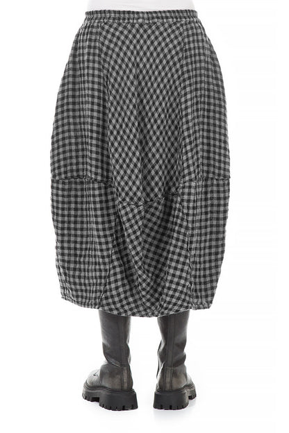 Balloon Grey Check Linen Skirt 3
