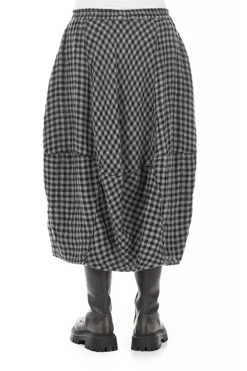 Balloon Grey Check Linen Skirt