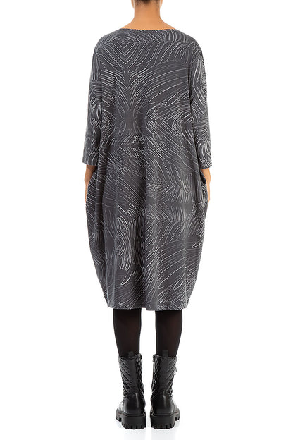 Balloon Grey Feather Cotton Dress