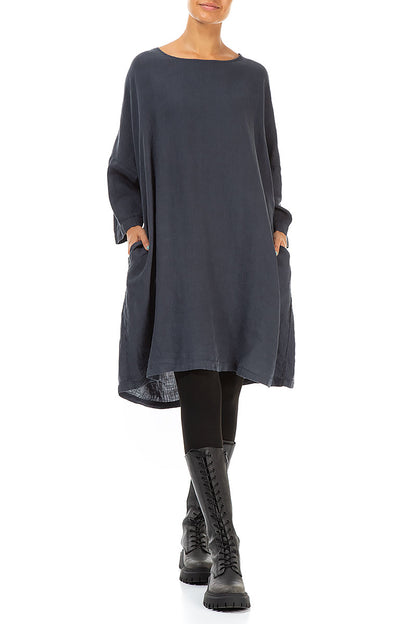 Balloon Grey Linen Tunic Dress