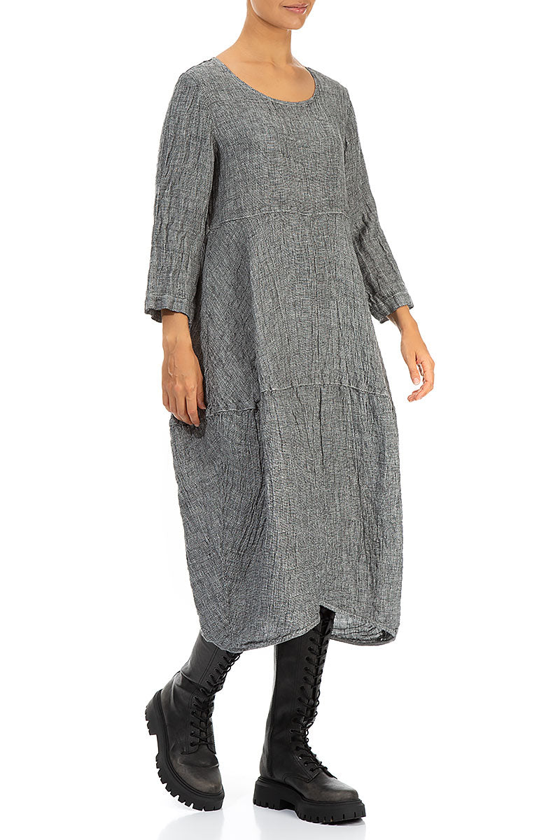 Balloon Grey Mélange Linen Dress