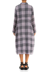 Balloon Large Check Lilac Gauze Linen Jacket Dress 3
