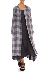 Balloon Large Check Lilac Gauze Linen Jacket Dress 6