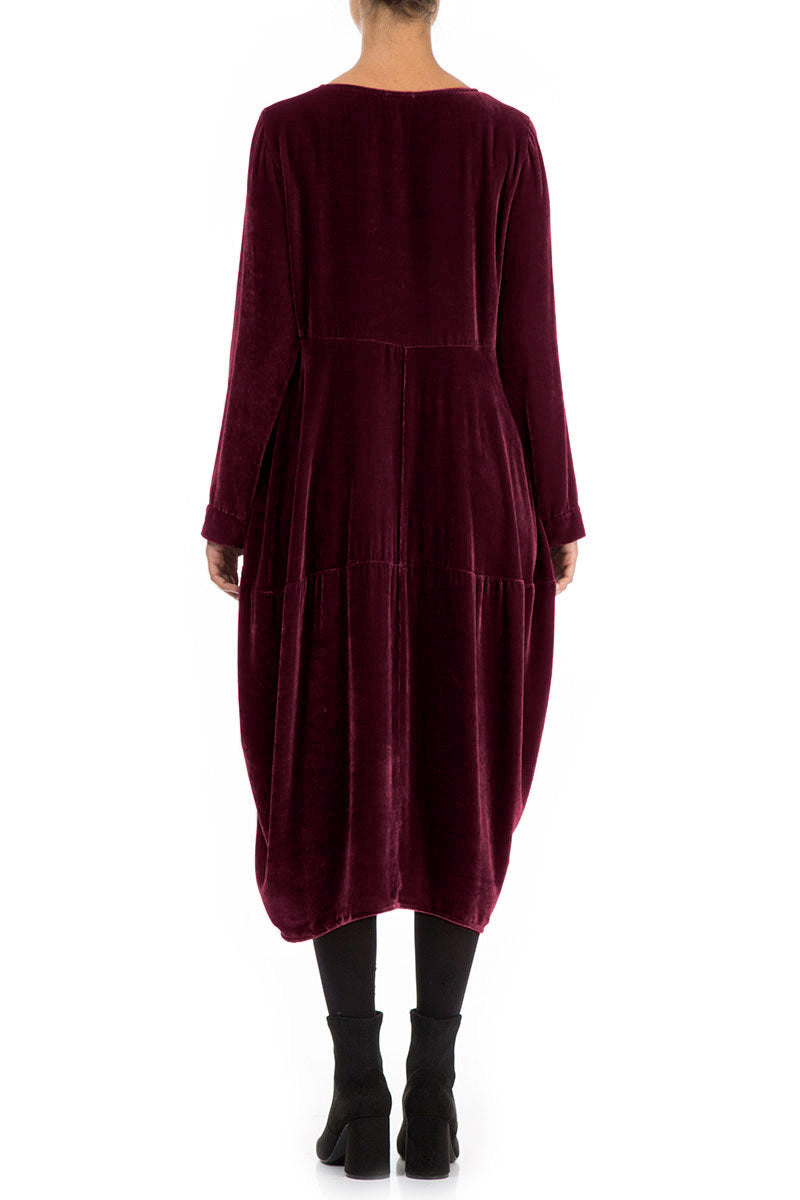 Balloon Magenta Silk Velvet Dress