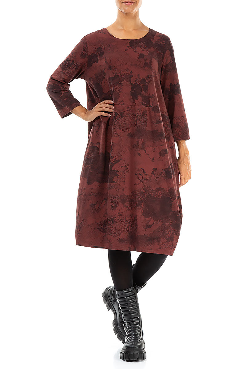 Balloon Merlot Marble Cotton Dress