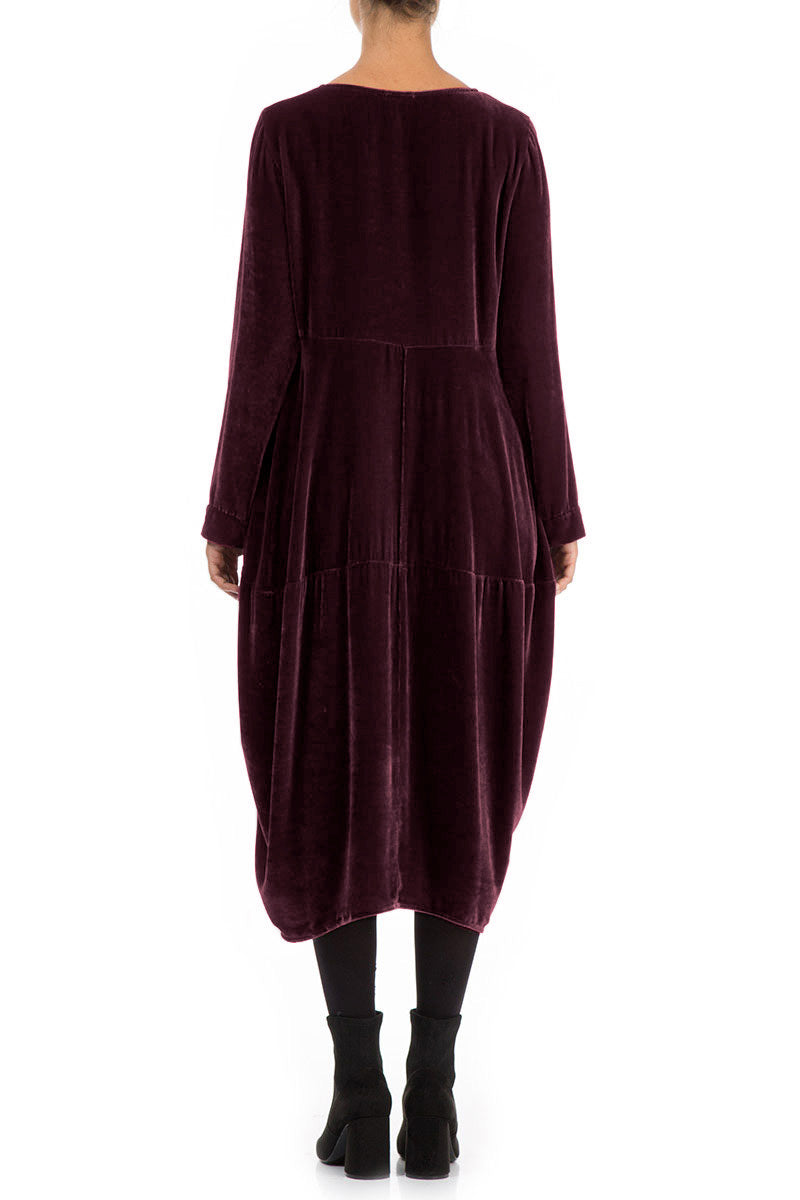 Balloon Merlot Silk Velvet Dress