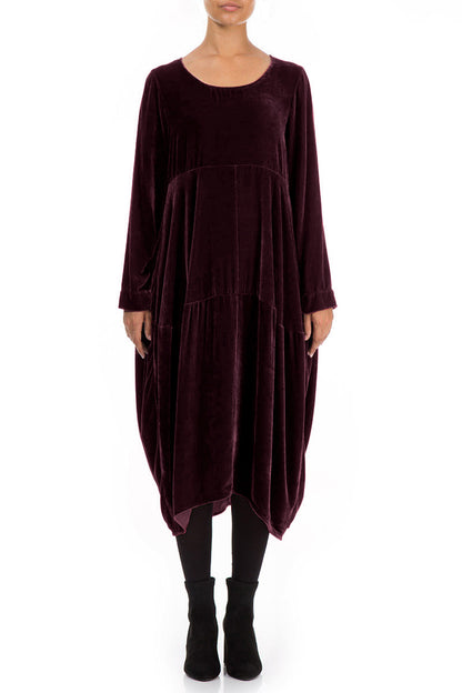 Balloon Merlot Silk Velvet Dress