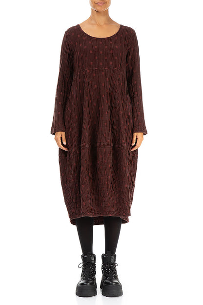 Balloon Merlot Textured Linen Dress