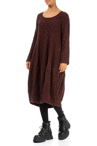 Balloon Merlot Textured Linen Dress