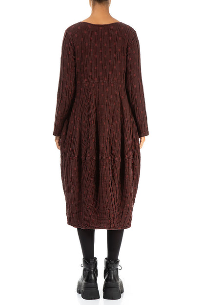 Balloon Merlot Textured Linen Dress