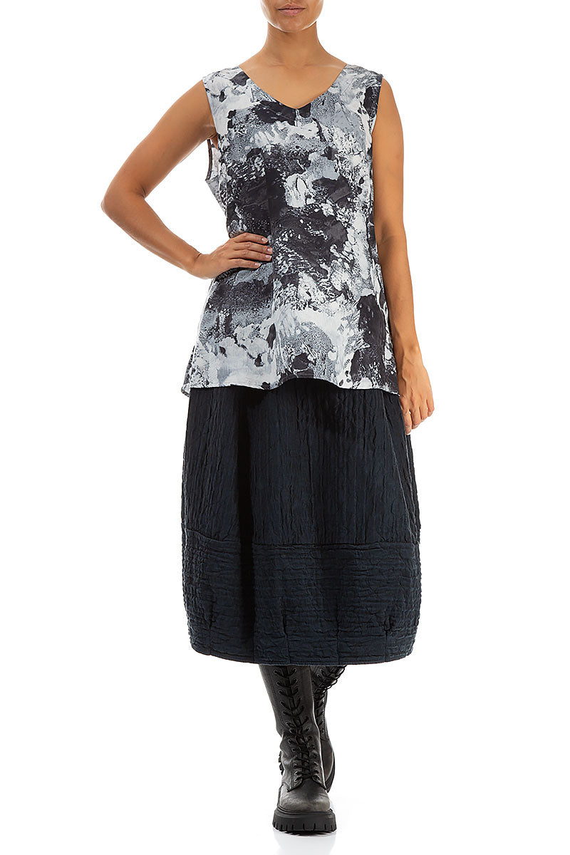 Balloon Midnight Blue Quilted Silk Skirt