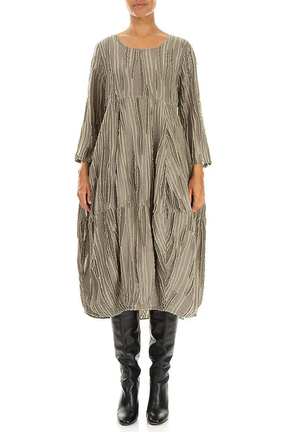 Balloon Olive Fray Weave Dress