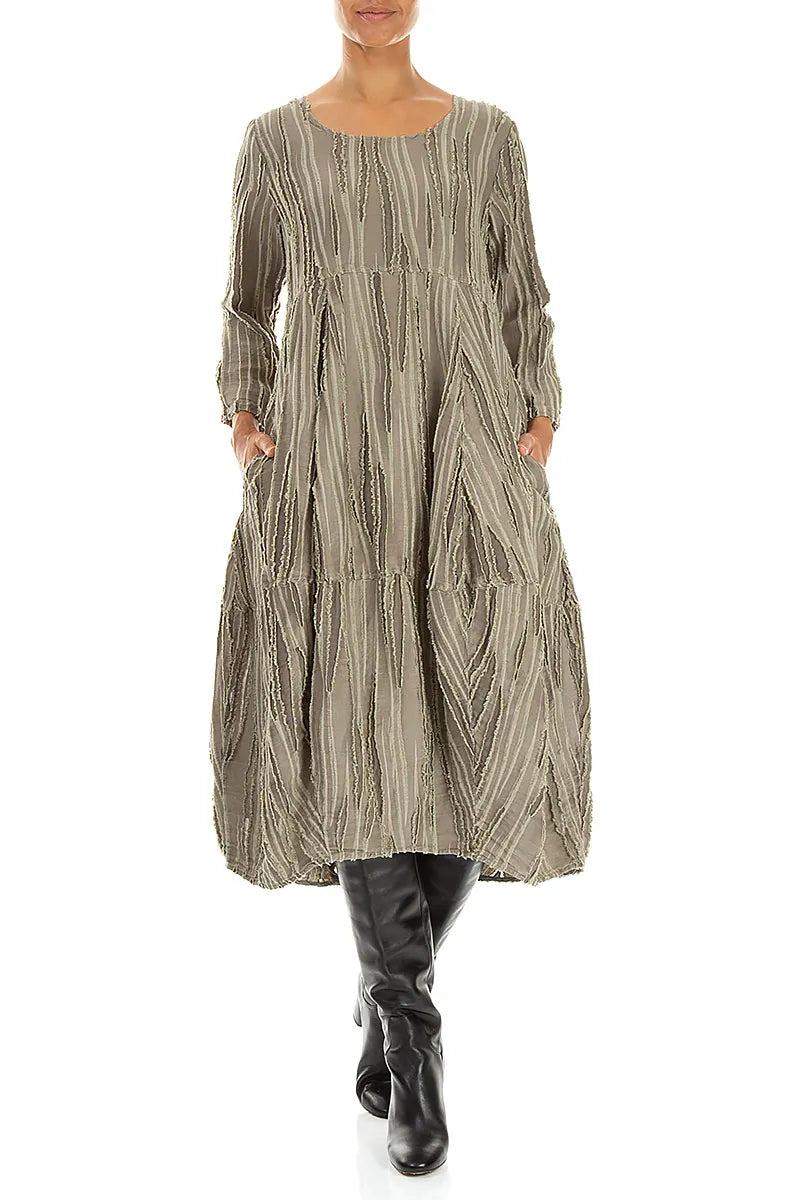 Balloon Olive Fray Weave Dress
