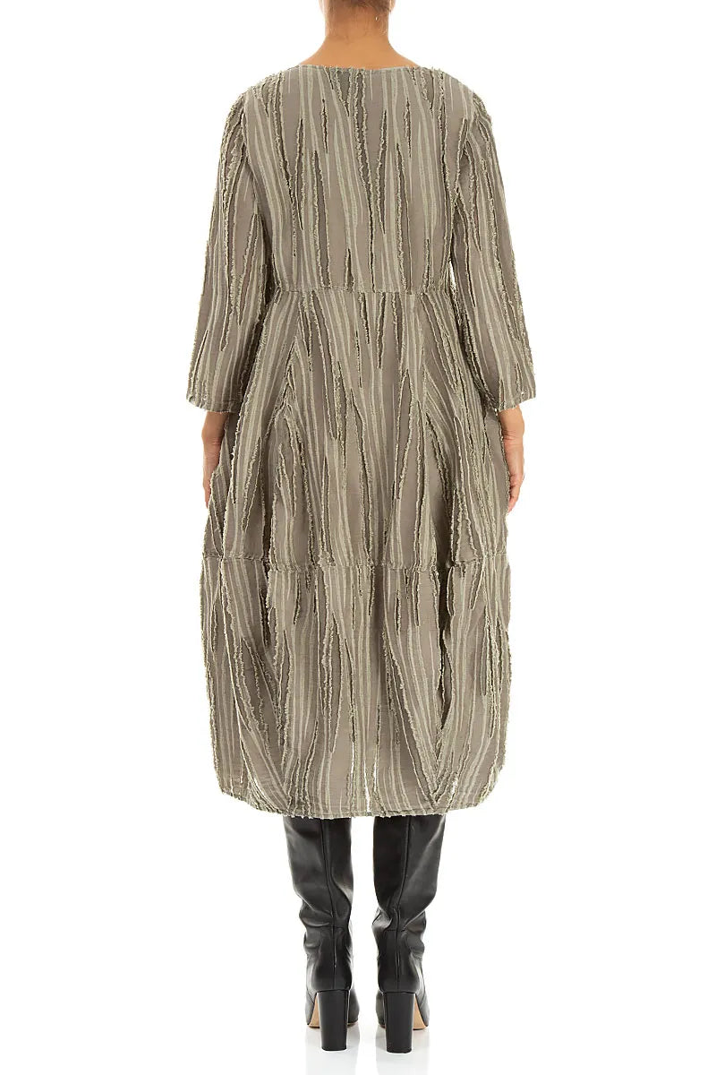 Balloon Olive Fray Weave Dress