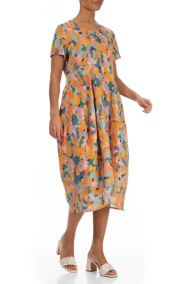 Balloon Orange Burst Linen Dress 3