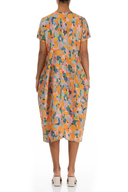 Balloon Orange Burst Linen Dress 2
