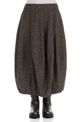 Balloon Ornamented Forest Brown Silk Cotton Skirt 1