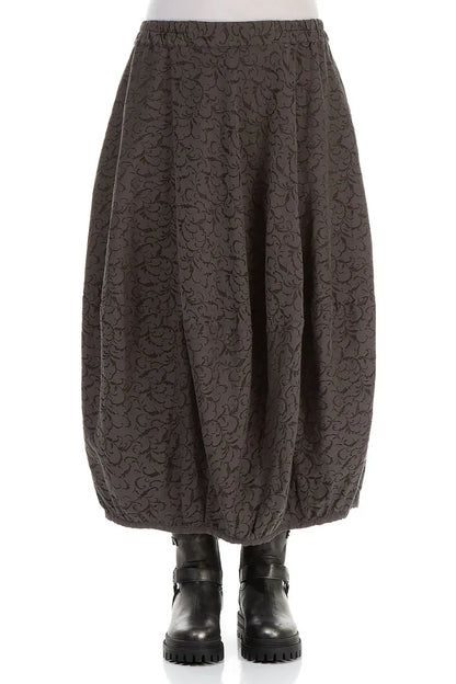 Balloon Ornamented Forest Brown Silk Cotton Skirt 1