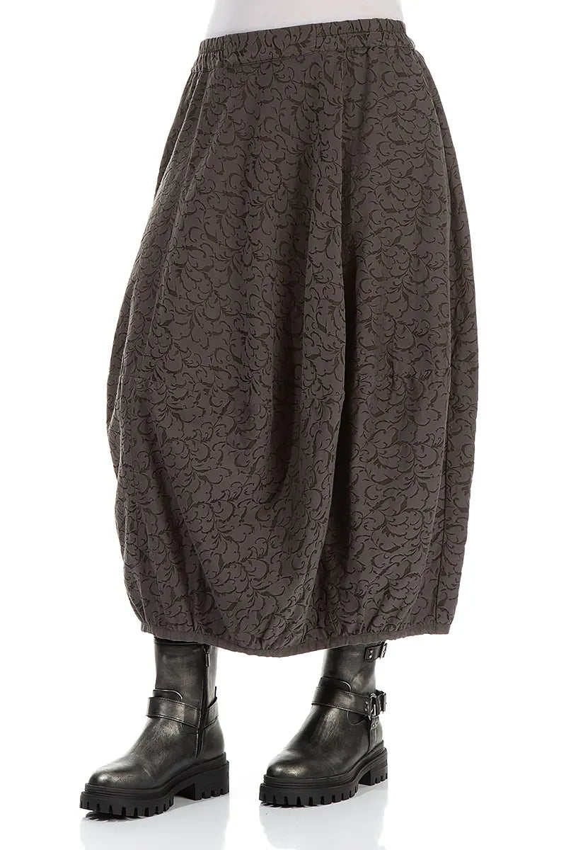 Balloon Ornamented Forest Brown Silk Cotton Skirt 3