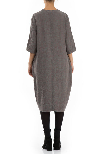 Balloon Patterned Mocha Silk Cotton Dress 2