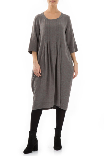 Balloon Patterned Mocha Silk Cotton Dress 4