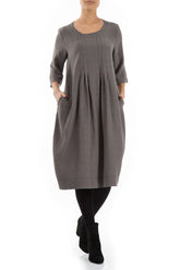 Balloon Patterned Mocha Silk Cotton Dress 3