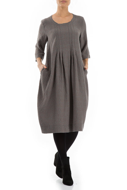 Balloon Patterned Mocha Silk Cotton Dress 3