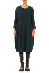 Balloon Peacock Textured Linen Dress 1