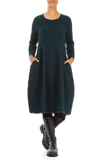 Balloon Peacock Textured Linen Dress 4
