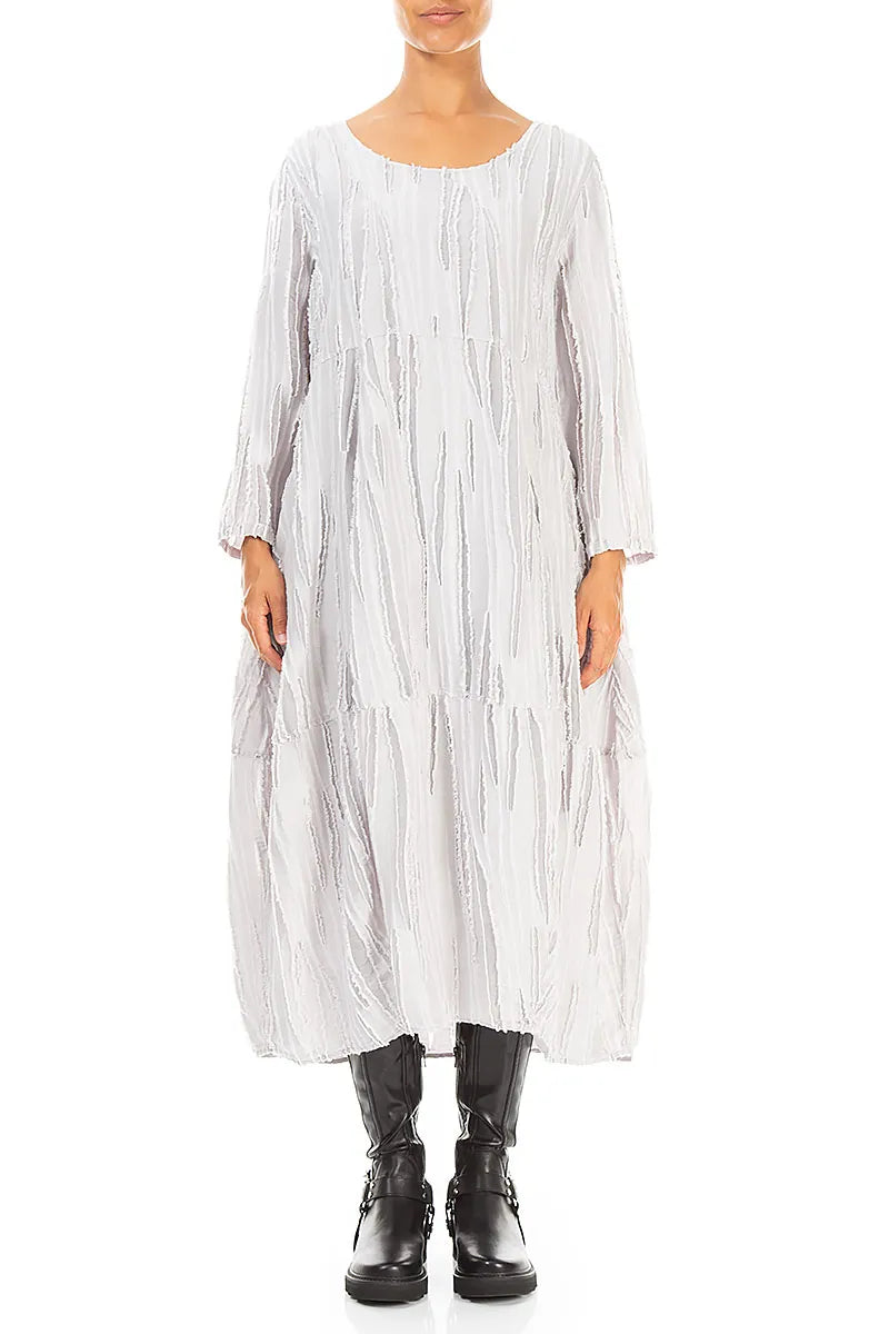Balloon Pearl Grey Fray Weave Dress