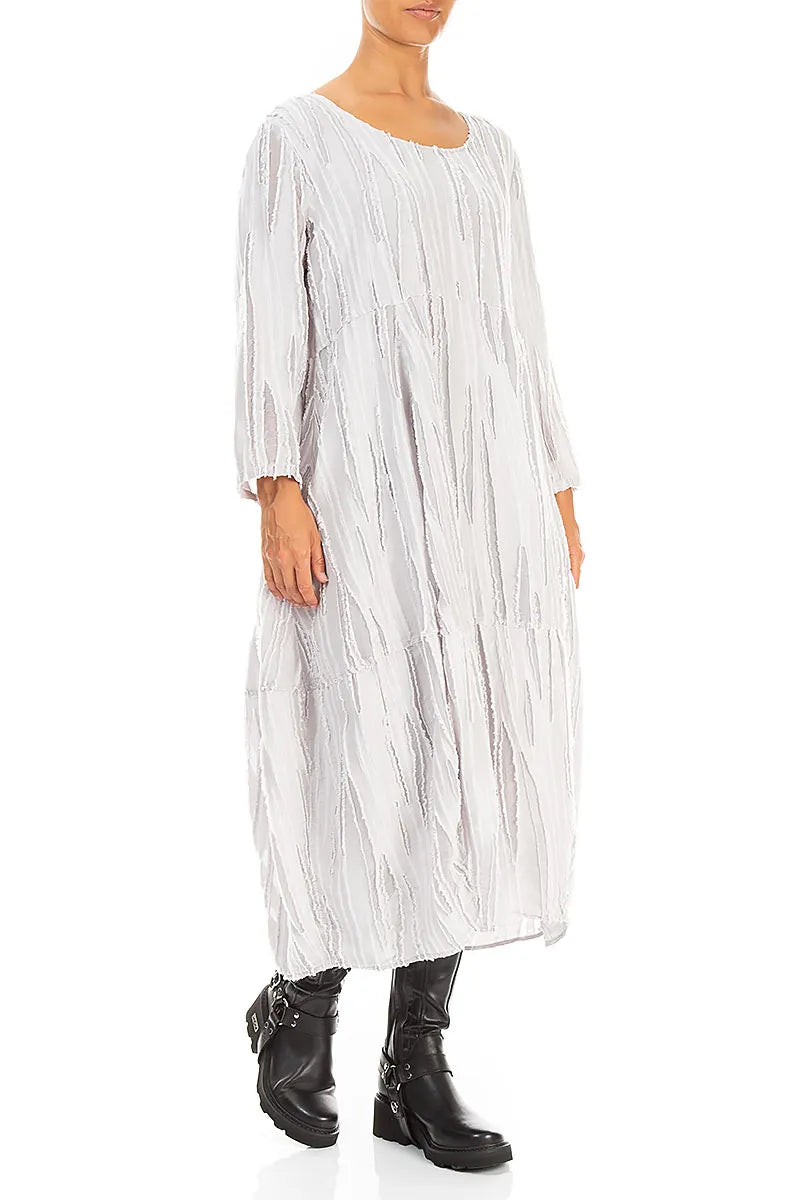 Balloon Pearl Grey Fray Weave Dress 4