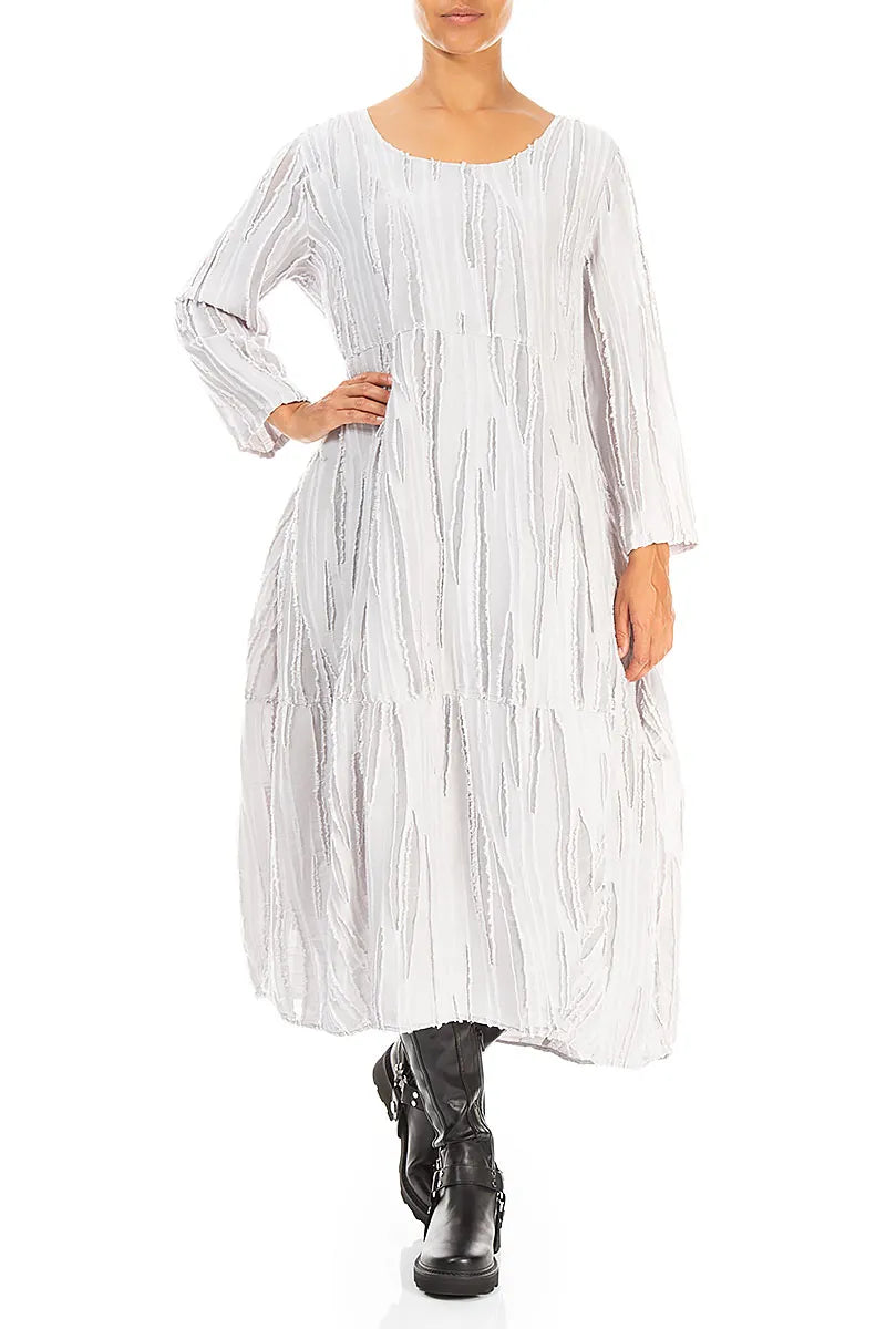 Balloon Pearl Grey Fray Weave Dress