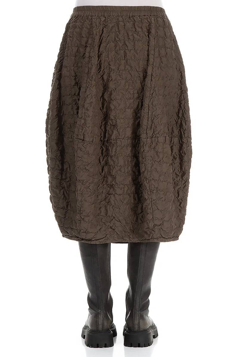 Jupe plissée ballon en soie marron vieillie et bambou