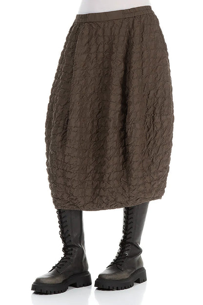 Balloon Pleated Aged Brown Silk Bamboo Skirt 3
