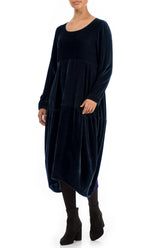 Balloon Royal Blue Silk Velvet Dress 3