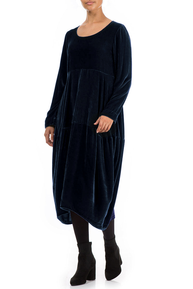 Balloon Royal Blue Silk Velvet Dress 3