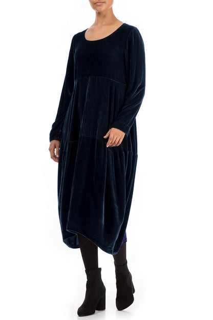 Balloon Royal Blue Silk Velvet Dress 3