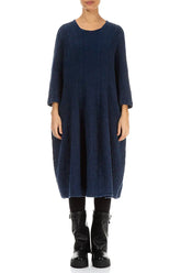Balloon Royal Blue Textured Linen Dress 1