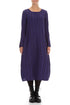 Flared Royal Purple Checkered Linen Cotton Dress 1