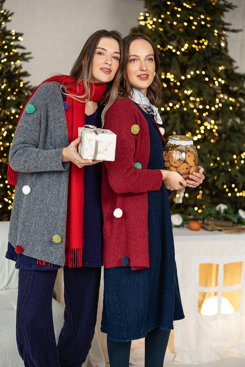 Balloon Royal Purple Textured Linen Dress 6