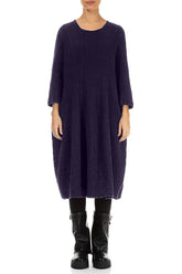 Balloon Royal Purple Textured Linen Dress 1
