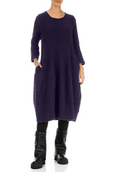 Balloon Royal Purple Textured Linen Dress 4