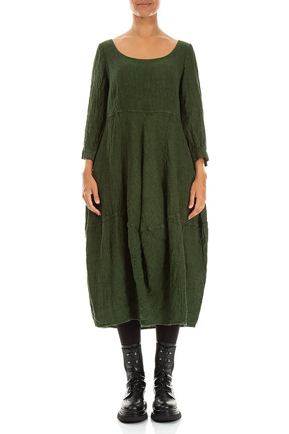Balloon Shamrock Green Mélange Linen Dress 1