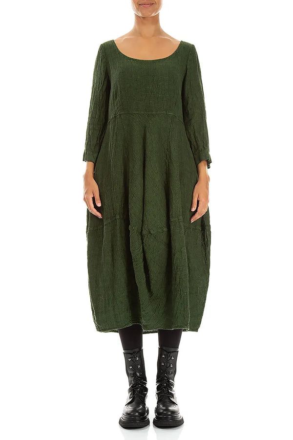 Balloon Shamrock Green Mélange Linen Dress 1
